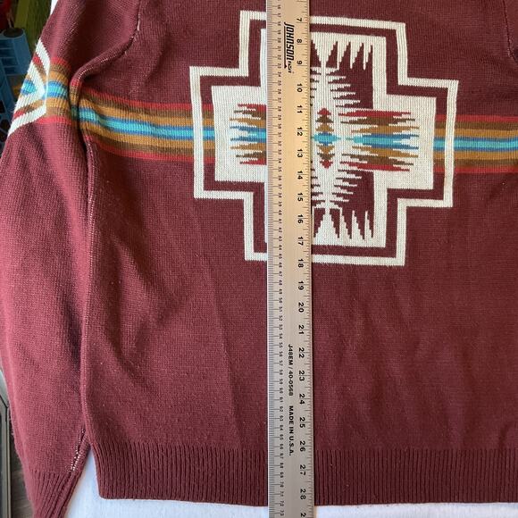 21 Men Sweatshirt Size XL Burgundy Geometric Long Sleeve Crew Neck Pullover Knit - Picture 6 of 9